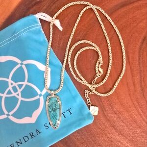 *Rare* Kendra Scott Skylar Necklace Turquoise Gold